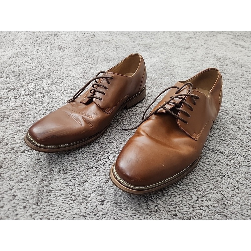 Joseph Abboud Derby Dress Shoes Mens 9.5 Brown Leather Plain Toe Lace Up